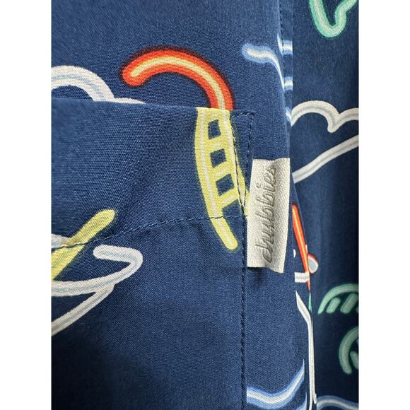 Chubbies Neon Flamingo Cocktail Print Shirt Size Medium - Picture 4 of 7